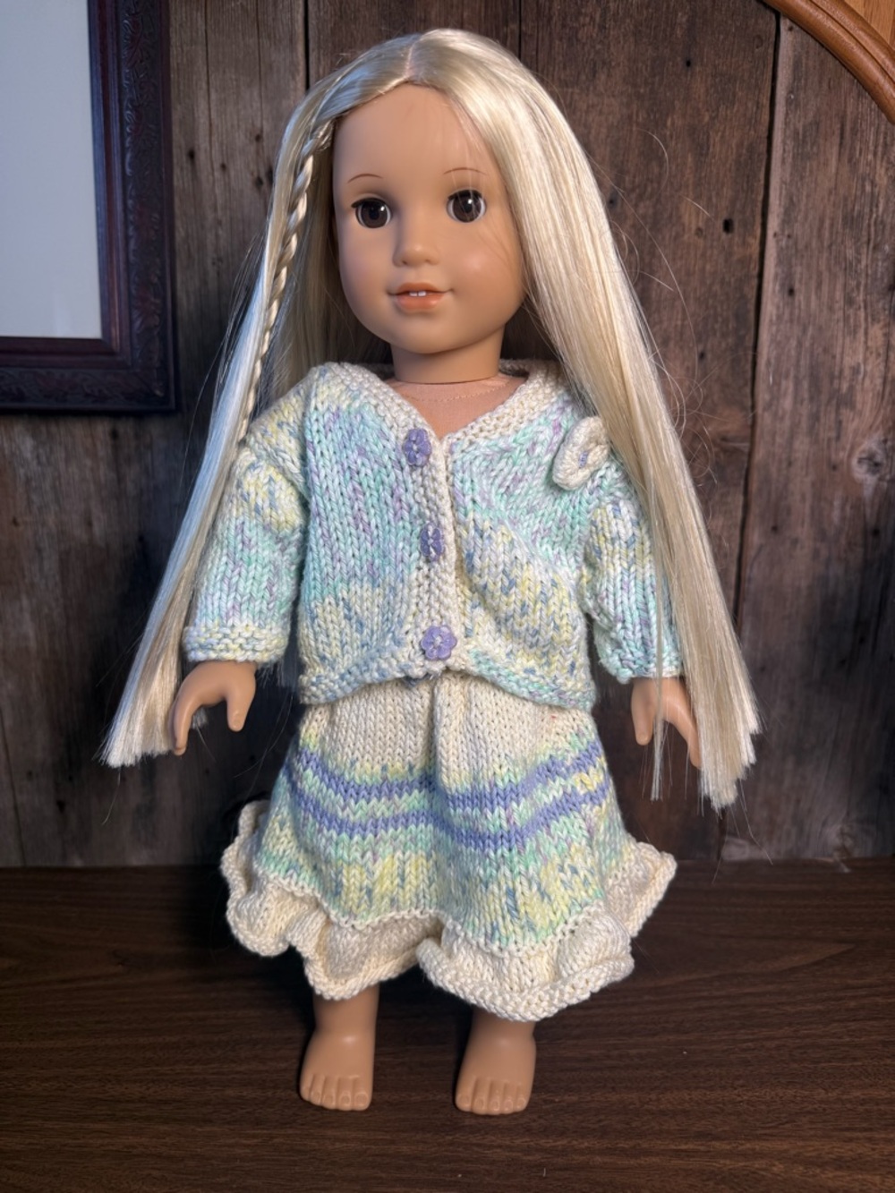 Handmade Knit Doll Outfit Set – Fits 18” American Girl Doll